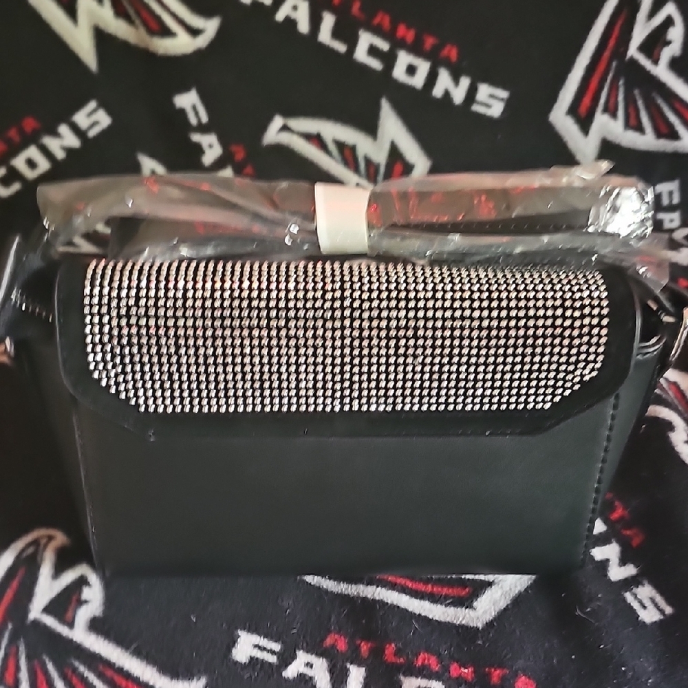 *Brand New* Valentino Orlandi Black and Silver Rhinestone Shoulder Bag - Picture 4 of 9